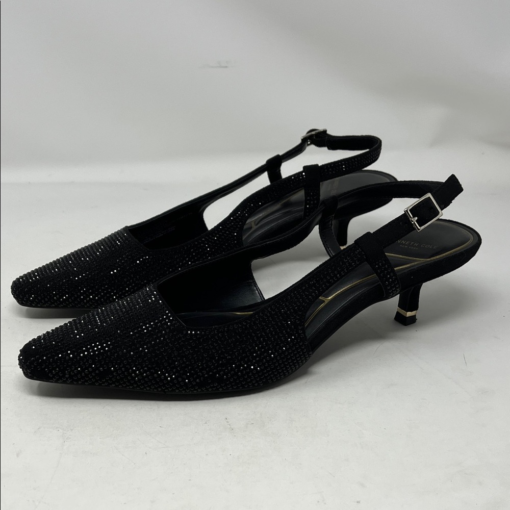 Kenneth Cole New York Black Slingback Kitten Heel Pumps